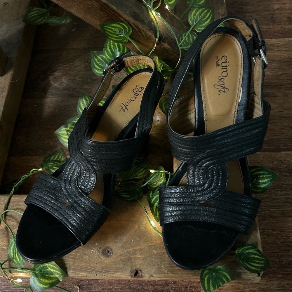 🖤Women's Black Leather Heels🖤